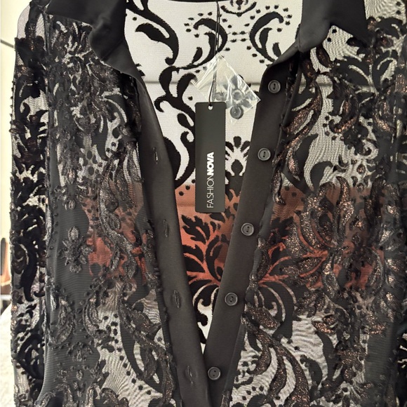 Fashion Nova Black Floral Lace Jumpsuit - Picture 3 of 5